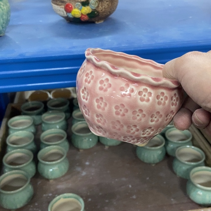 陶瓷花盆单场满9.9发9.5*7浅粉