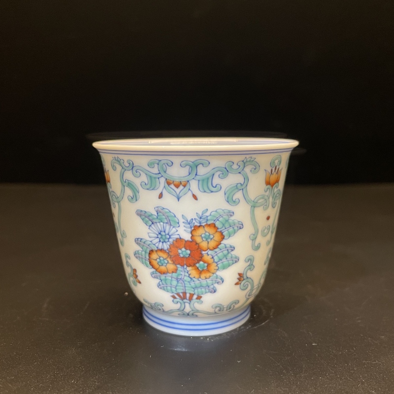 12.31a/N100440/00255//斗彩内绘青花铃铛杯/口径6.3/高5.6/75cc