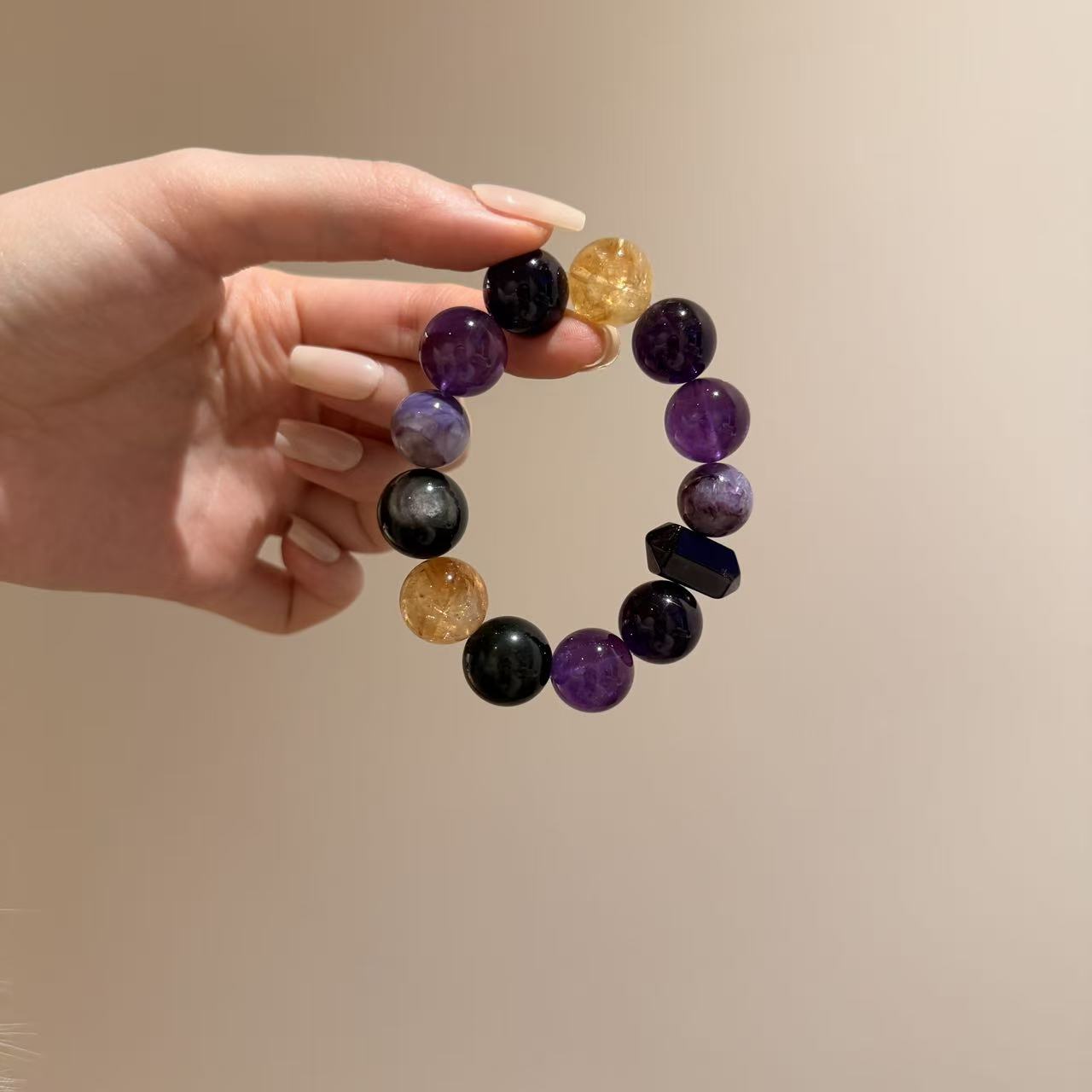 「智慧女神2.0」紫龙晶紫水晶黄塔晶银曜石手串手链ZE165