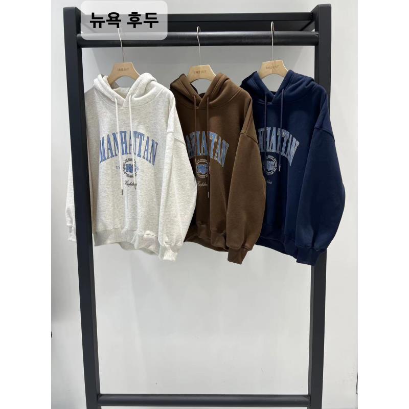 韩国欧巴家字母加绒连帽卫衣6369