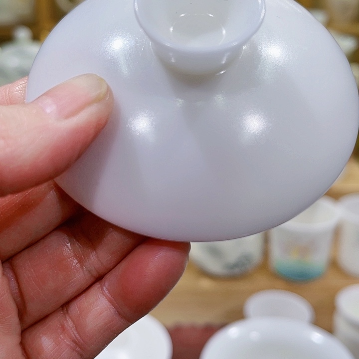 高冰素烧元宝碗盖120一**缘