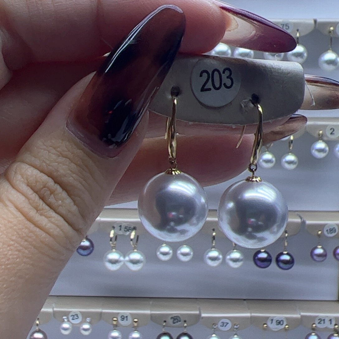 淡水珍珠耳饰18K金镶嵌