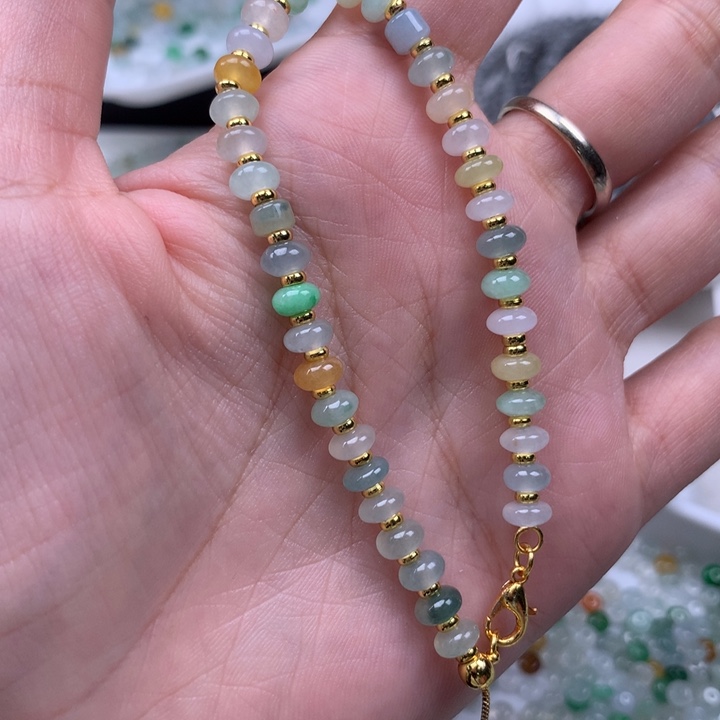 翡翠散珠Z***2鼓珠手串