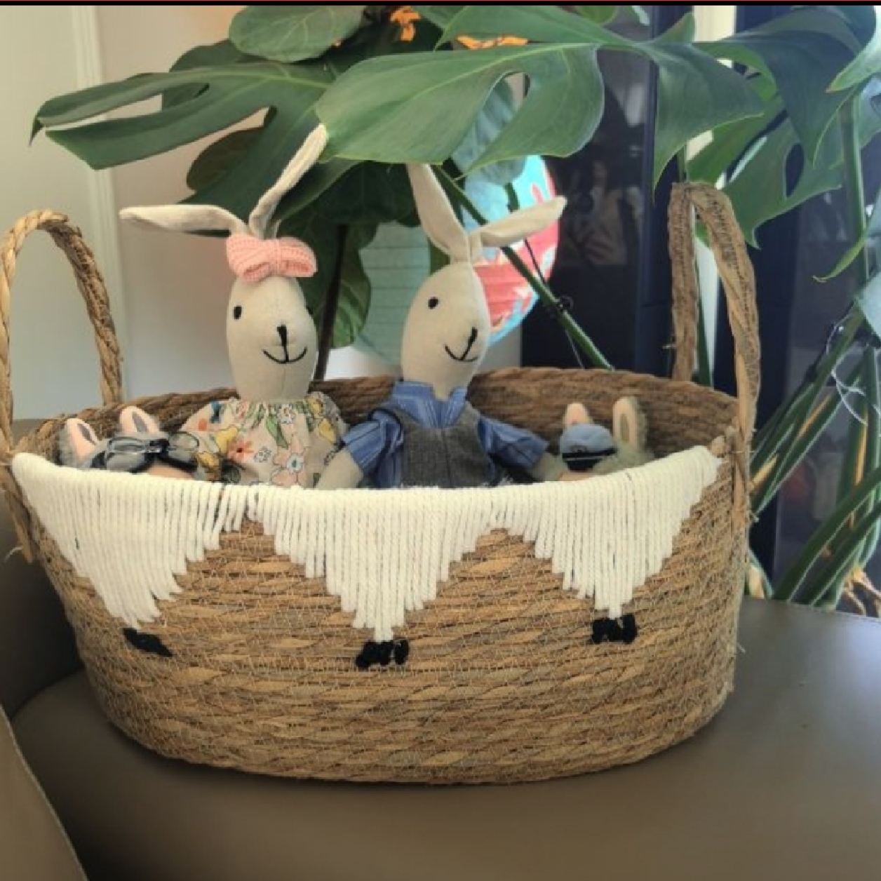 宜然家居蒲草编织篮手编篮子单手提篮水果零食杂物收纳筐装饰