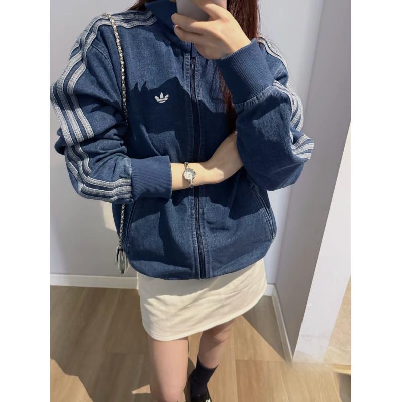 【门店同款】立领运动炸街独特漂亮巨好看设计感蓝色牛仔外套女新款