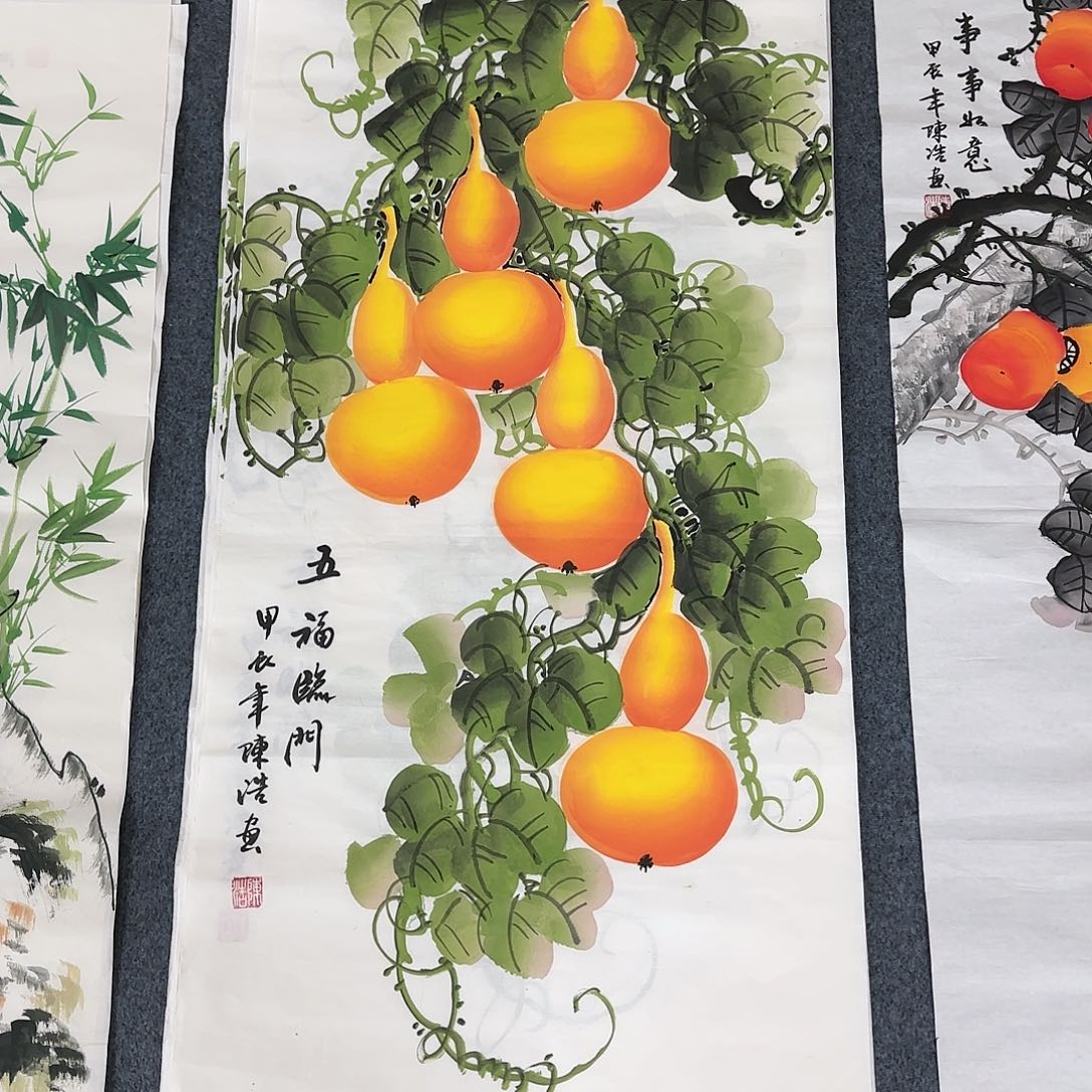 国画尺寸50X100手绘作品