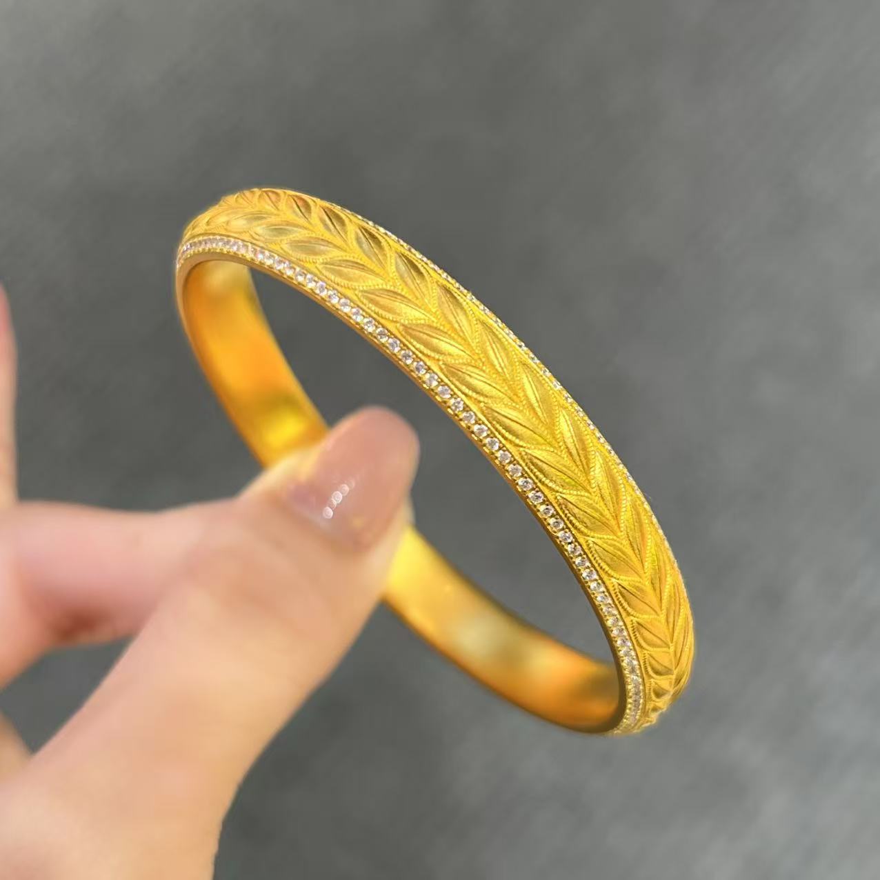 【新美源】足金999 镶嵌工艺 满圈麦穗手镯（附加1728）