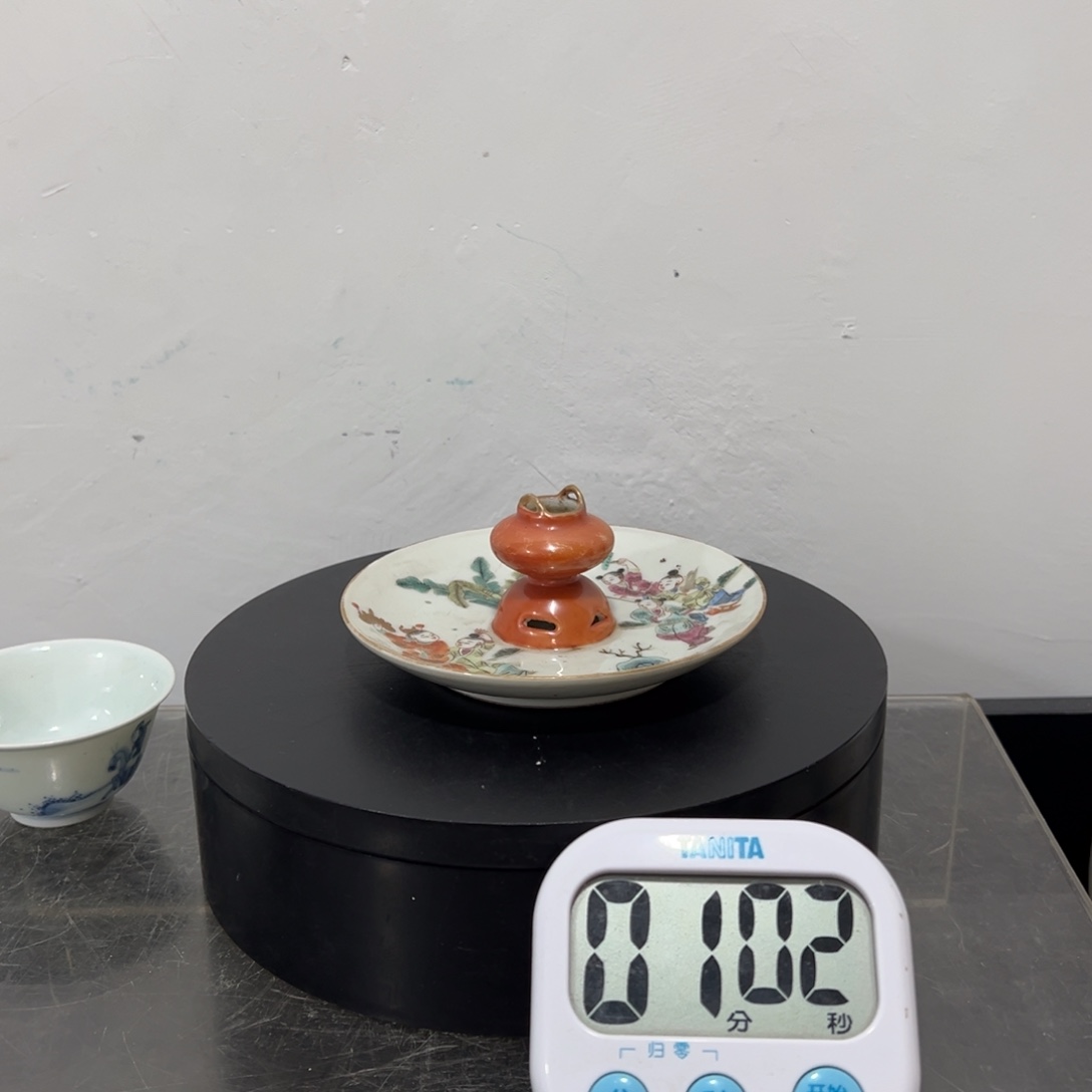 陶粉彩五子登科香盘全品