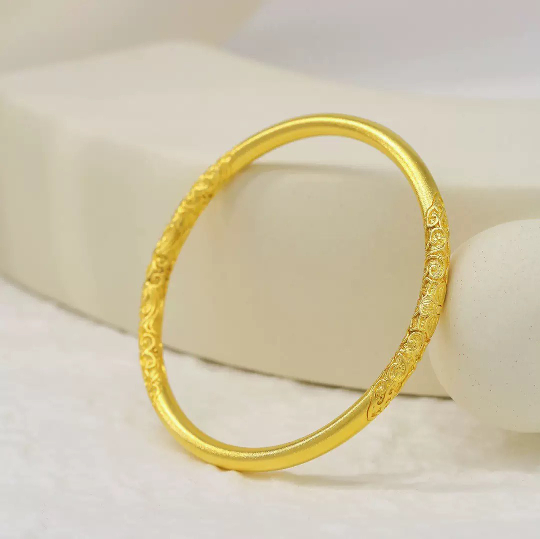 足银手镯 卡5古法卷草纹手镯