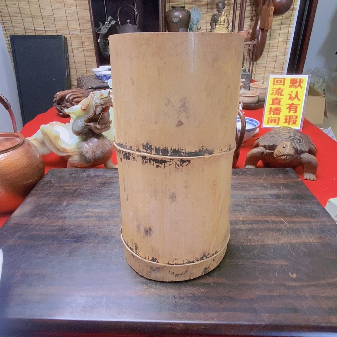 家用竹制花器一客底部有裂c9