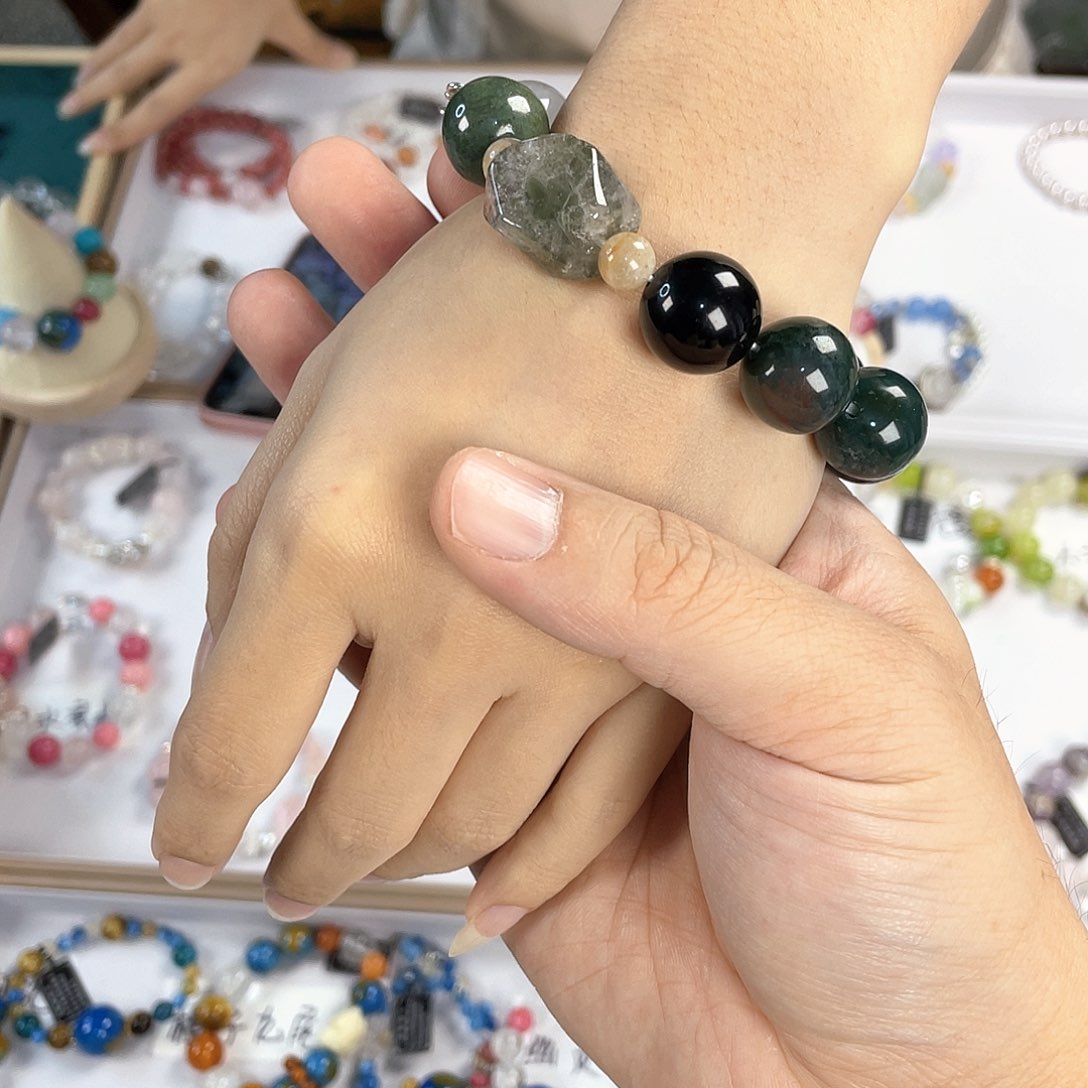 水晶手链银S925镀金镶嵌