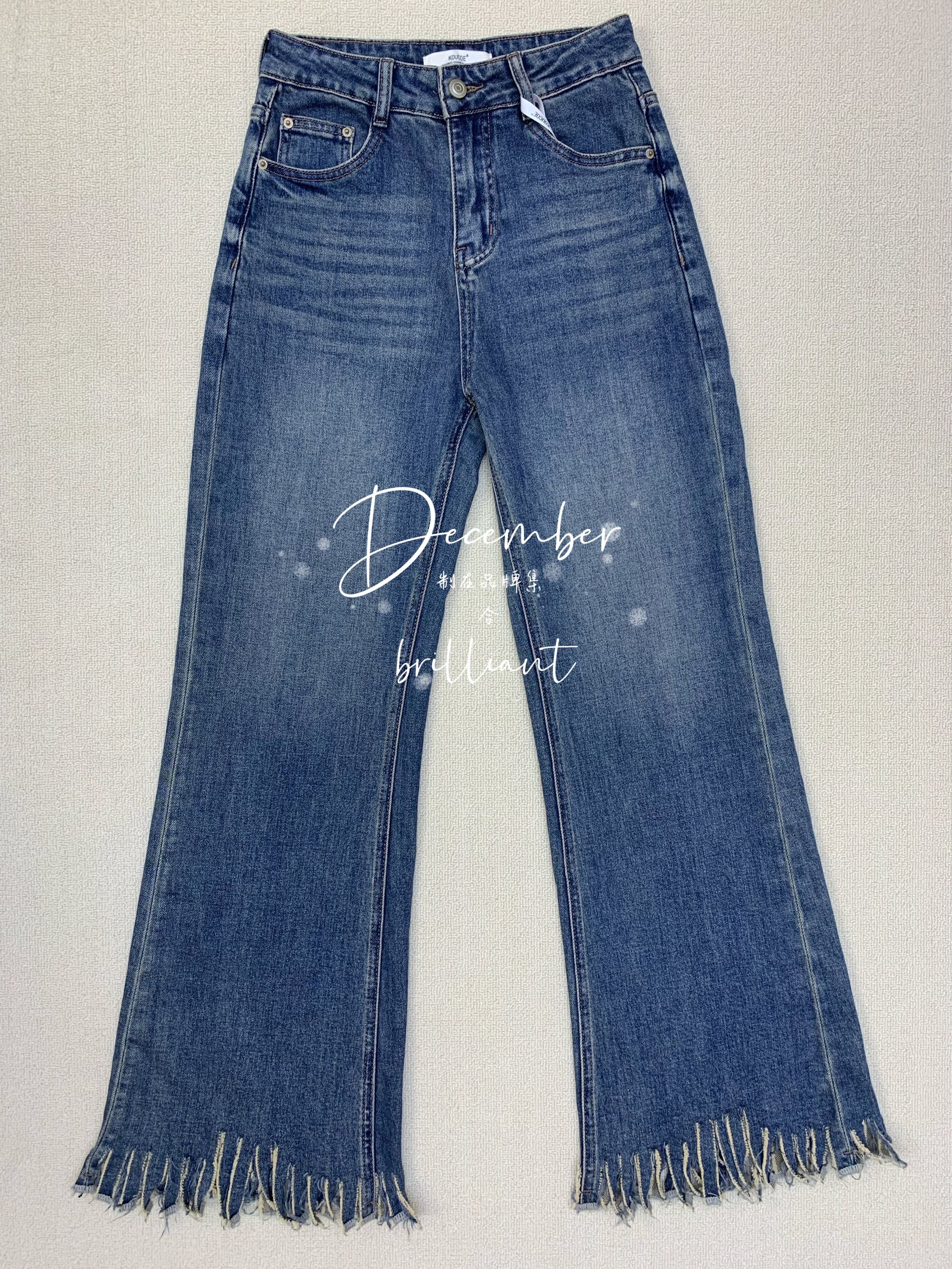 TT直筒裤女牛仔裤蓝色四季做旧微弹时尚筒喇裤88702