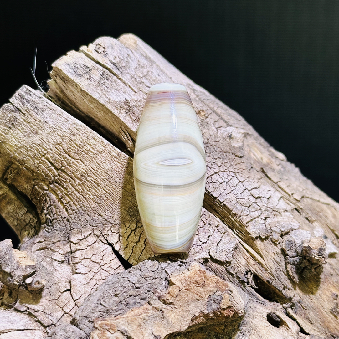 瓷青玛瑙 老料浑浊千层丝 41mm*17.8mm