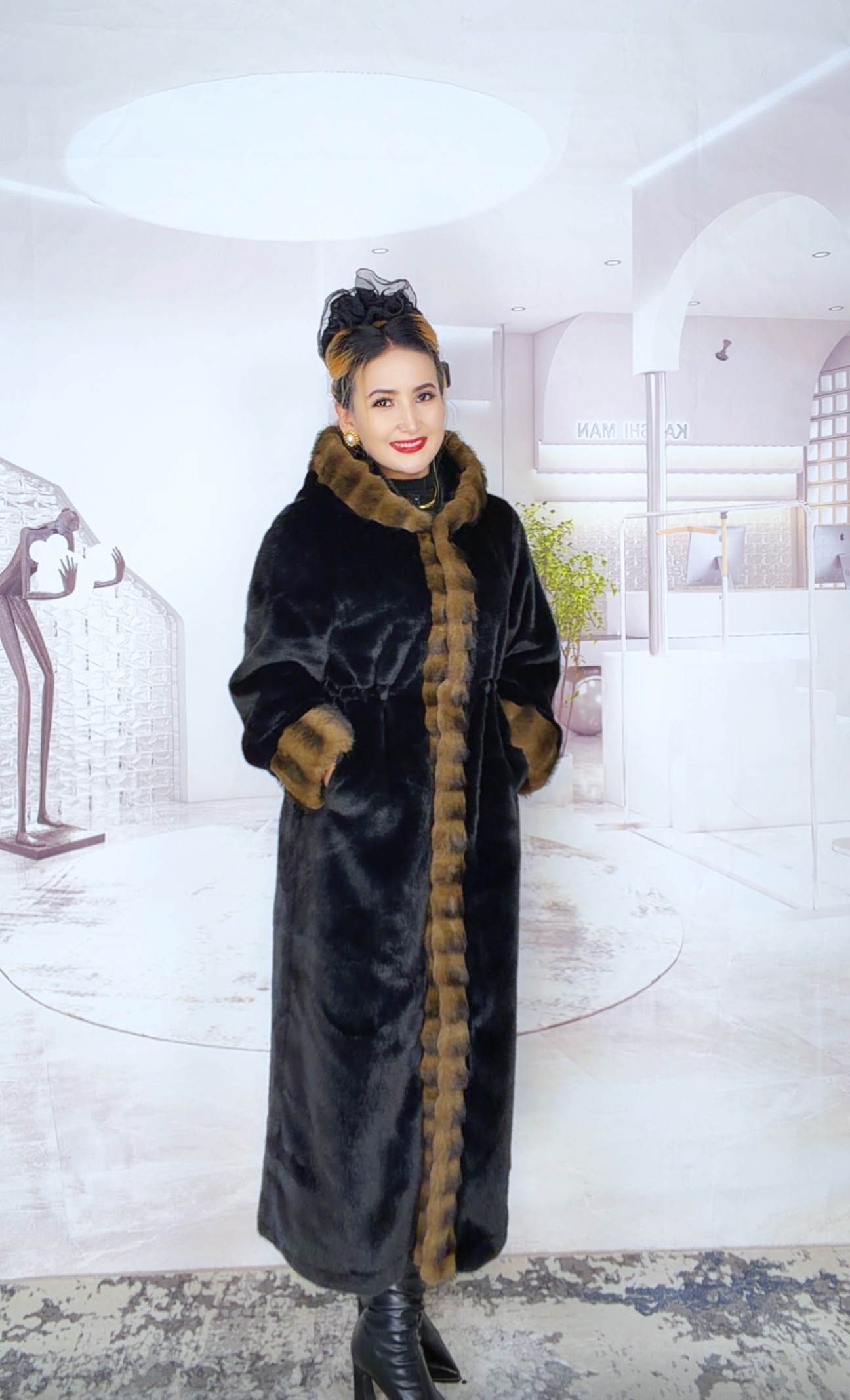 52011罗布冬季秋冬田园风保暖短外套时尚女毛领长袖气质连帽