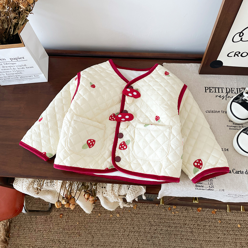 橘止皮【染色现货】儿童棉衣外套初春新款女童加绒保暖棉服QW249801