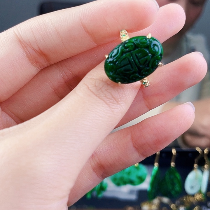 翡翠戒指银S925镶嵌饰品
