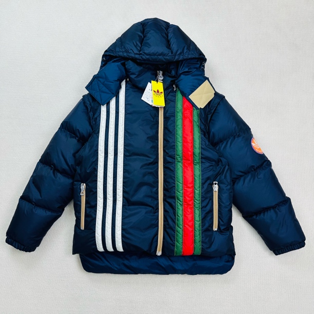 未使用 GUCCI/古驰 三叶草联名可拆卸连帽羽绒服/54码/WL1758