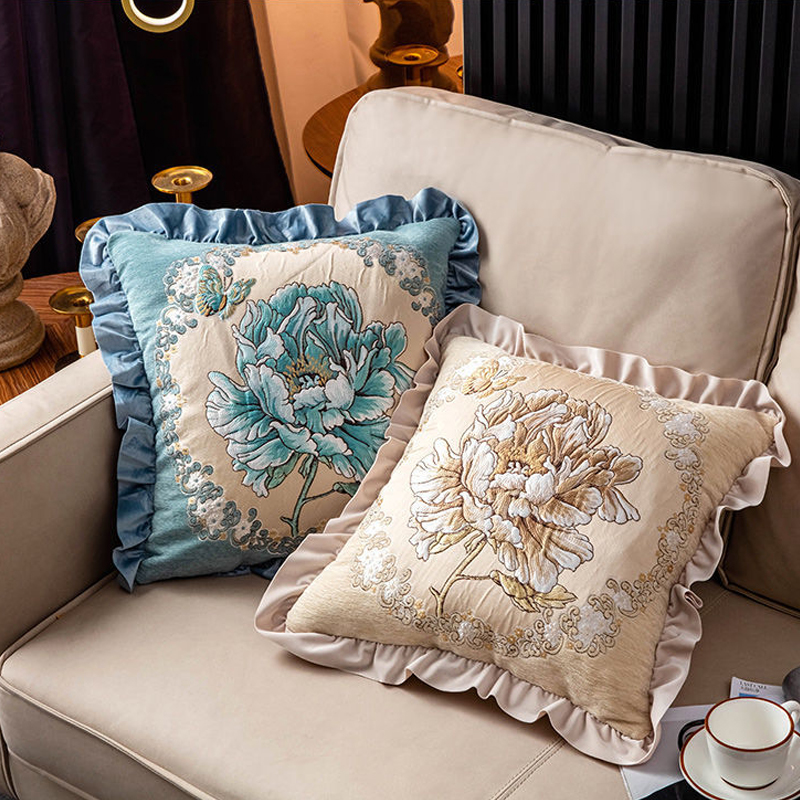 欧式刺绣沙发抱枕靠垫靠枕床头靠背腰枕沙发座椅客厅办公室靠垫套