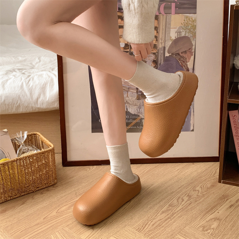 Mexican/稻草人勃肯棉拖鞋女冬季包头防滑外穿厚底时尚保暖棉鞋