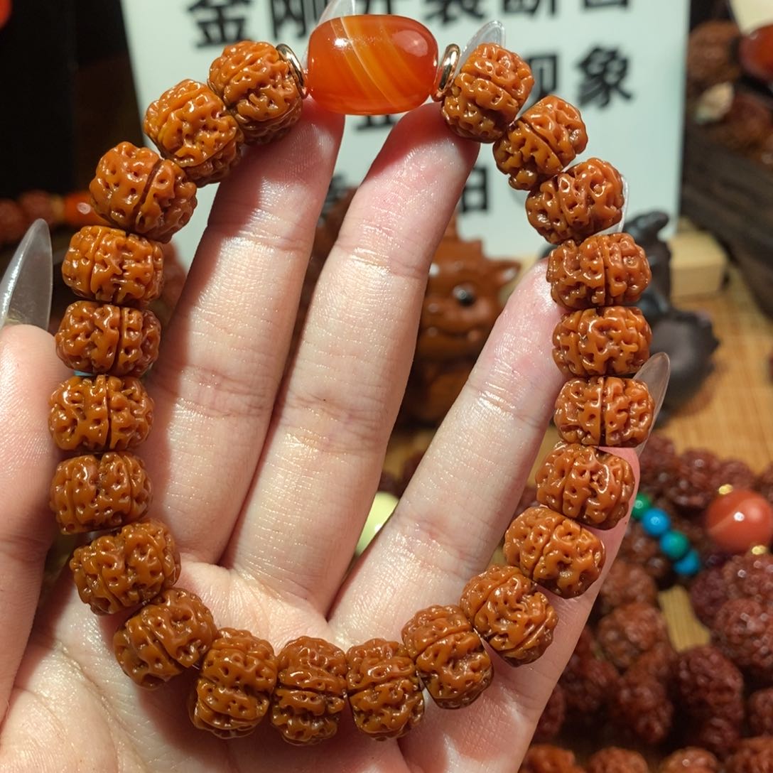 金刚菩提手串12泰森配饰红瑙