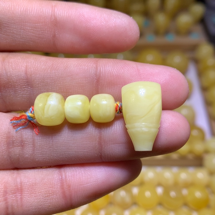 蜜蜡裸石未镶嵌天然俄料浓白花蜜蜡套装8-10.5