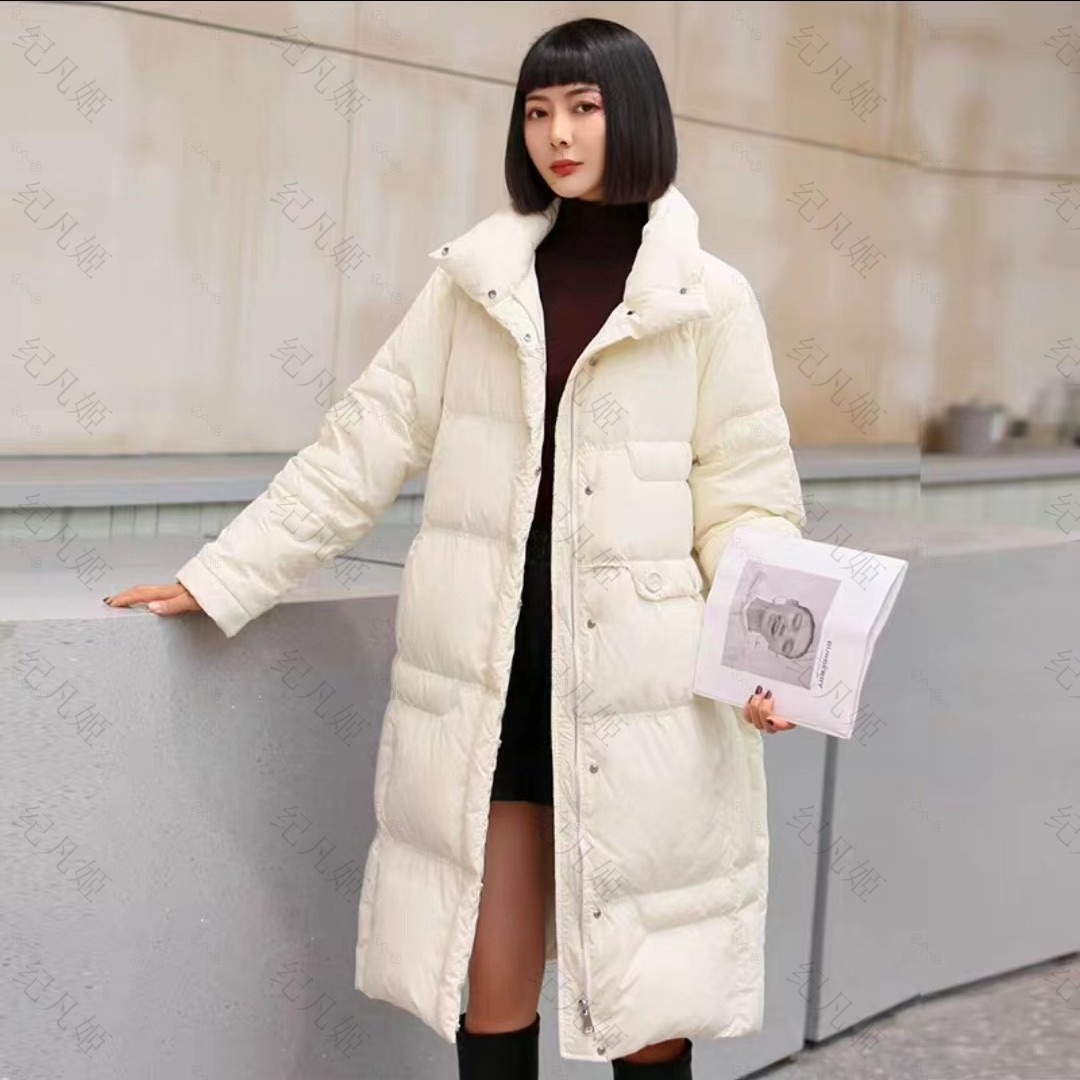 纪凡姬-6899-女款时尚休闲百搭女士立领中长款羽绒服