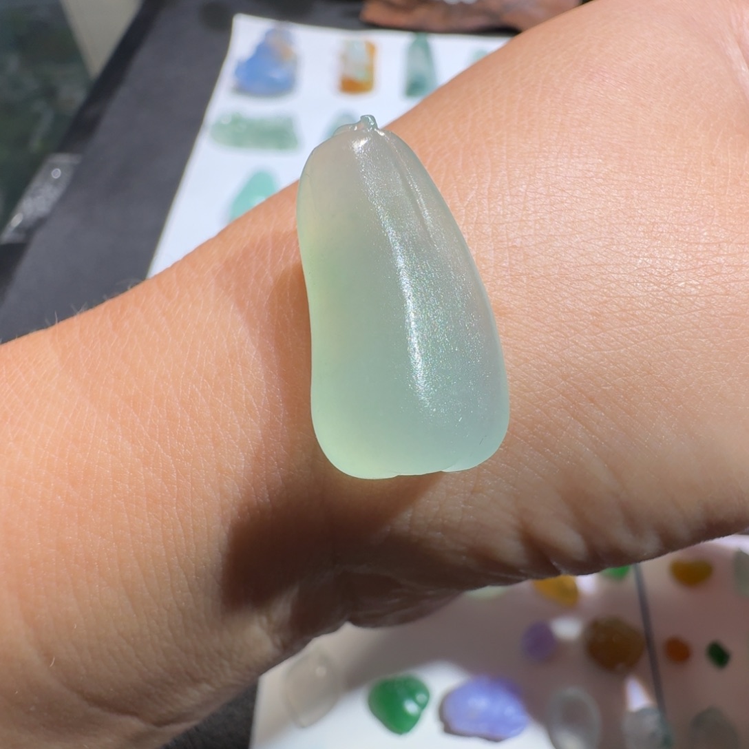 定制翡翠未镶嵌冰胶蓝色福瓜