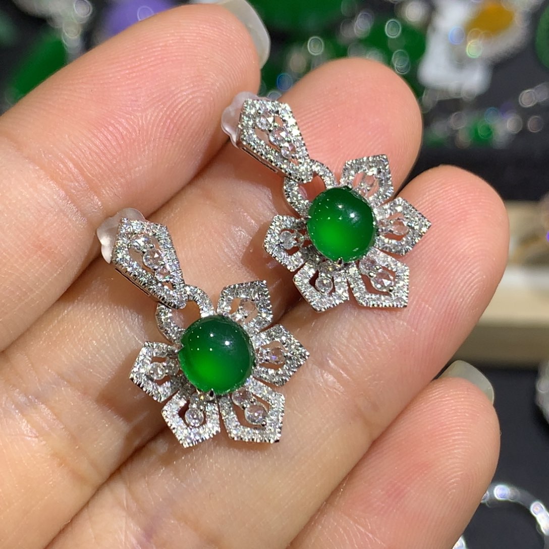 翡翠耳饰18K金镶嵌8、