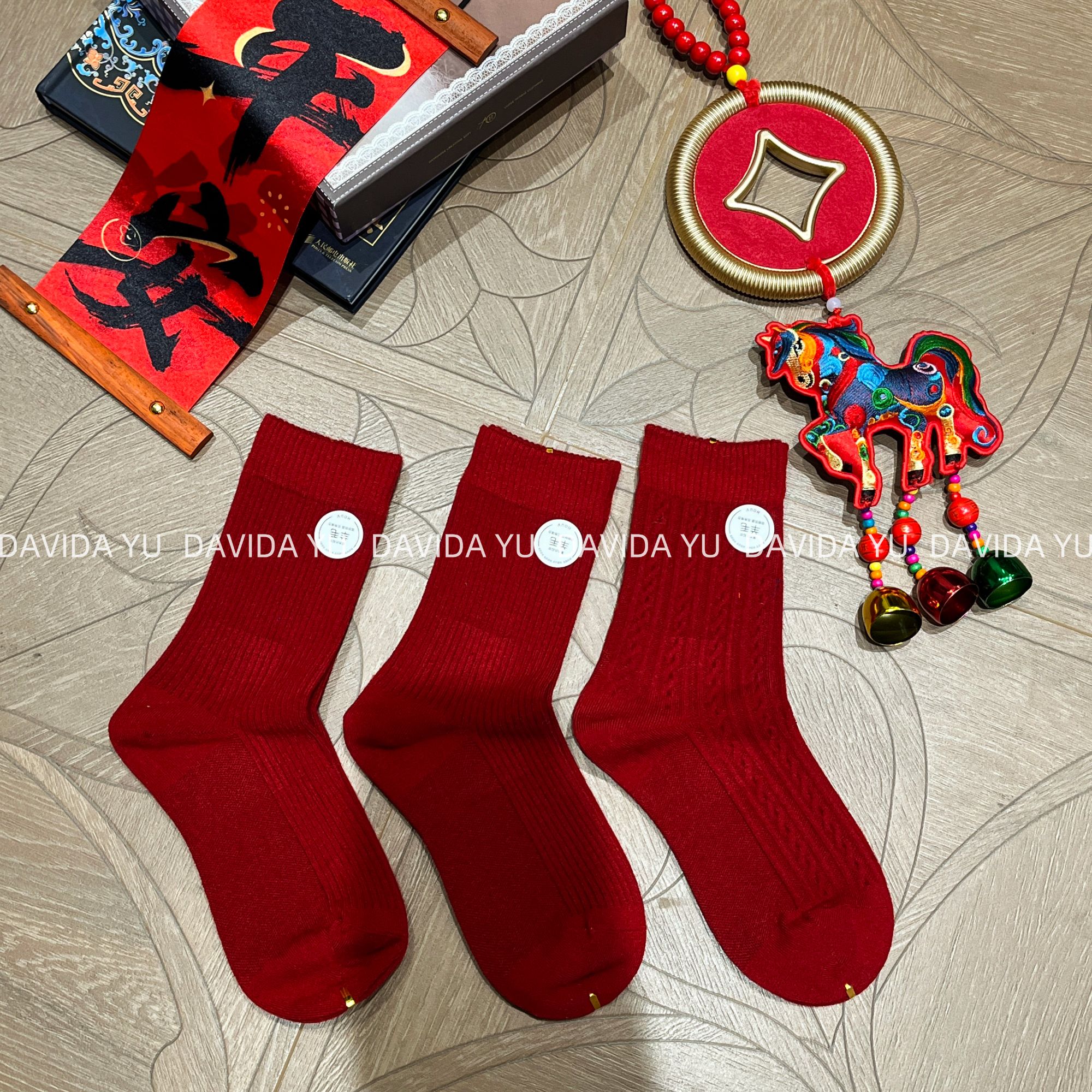 红色保暖羊毛袜子 15618