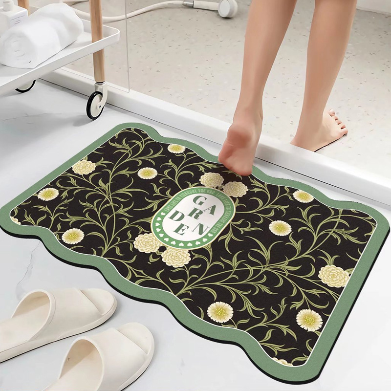 浴室软硅藻泥吸水速干地垫简约高级感防滑脚垫2025年入户门地垫
