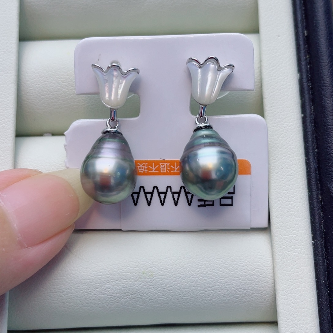 耳饰银S925镶嵌海水珍珠w38