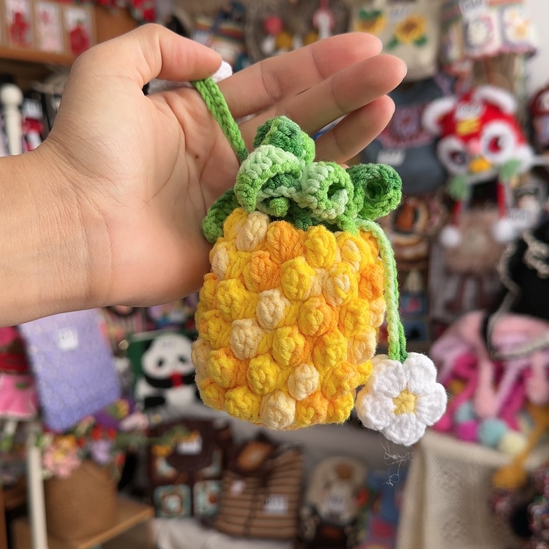 棉黄色菠萝零钱包挂件