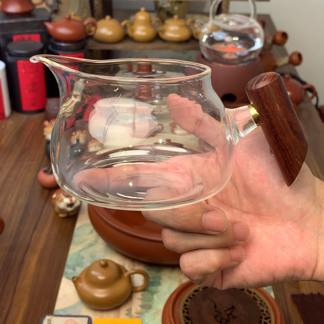 高端公道杯实木把手扁款