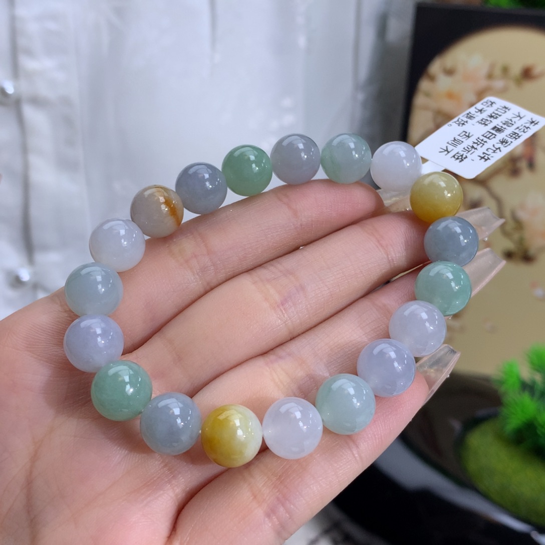 翡翠手链未镶嵌卡10冰润胶多宝