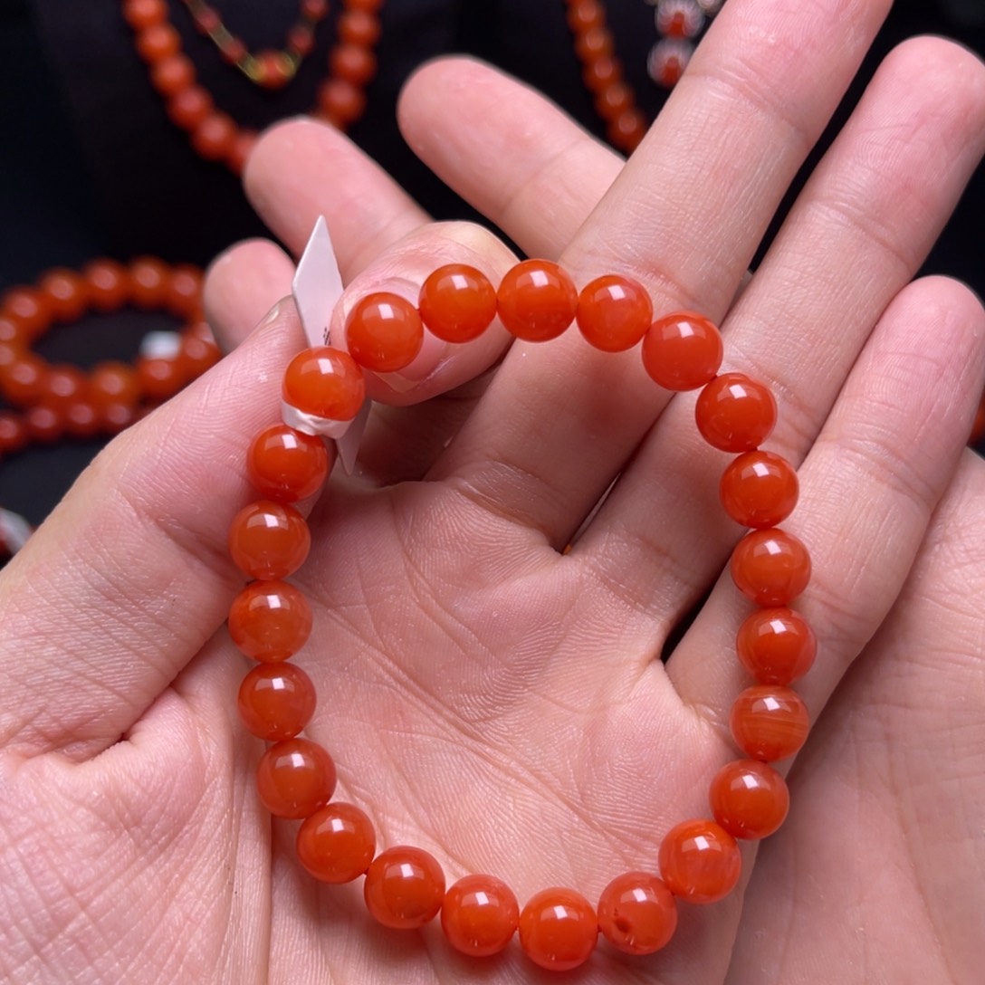 南红玛瑙8mm未镶嵌多样性发一件