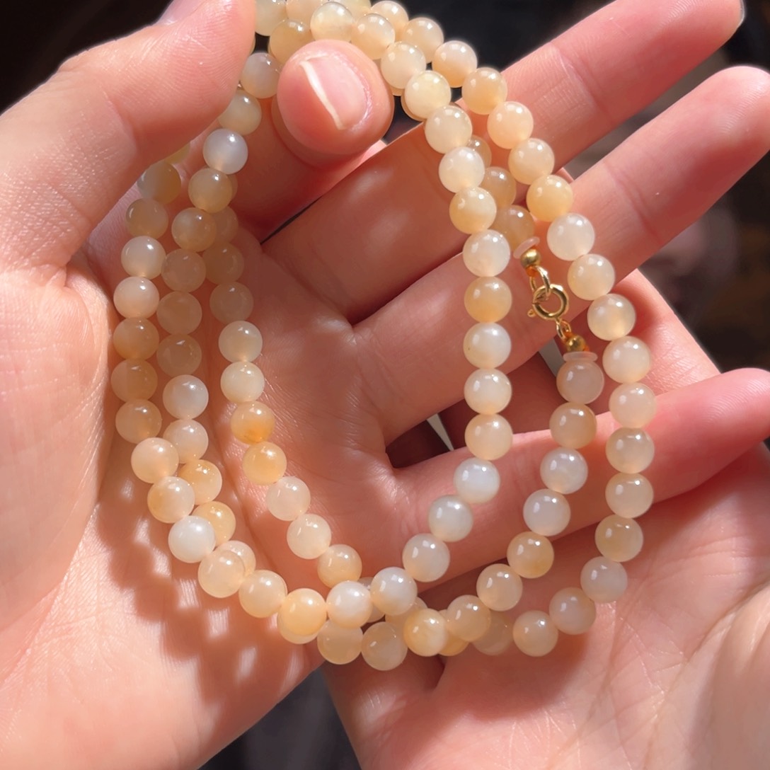 颈饰银S925镶嵌和田玉新疆金山糖白6mm950