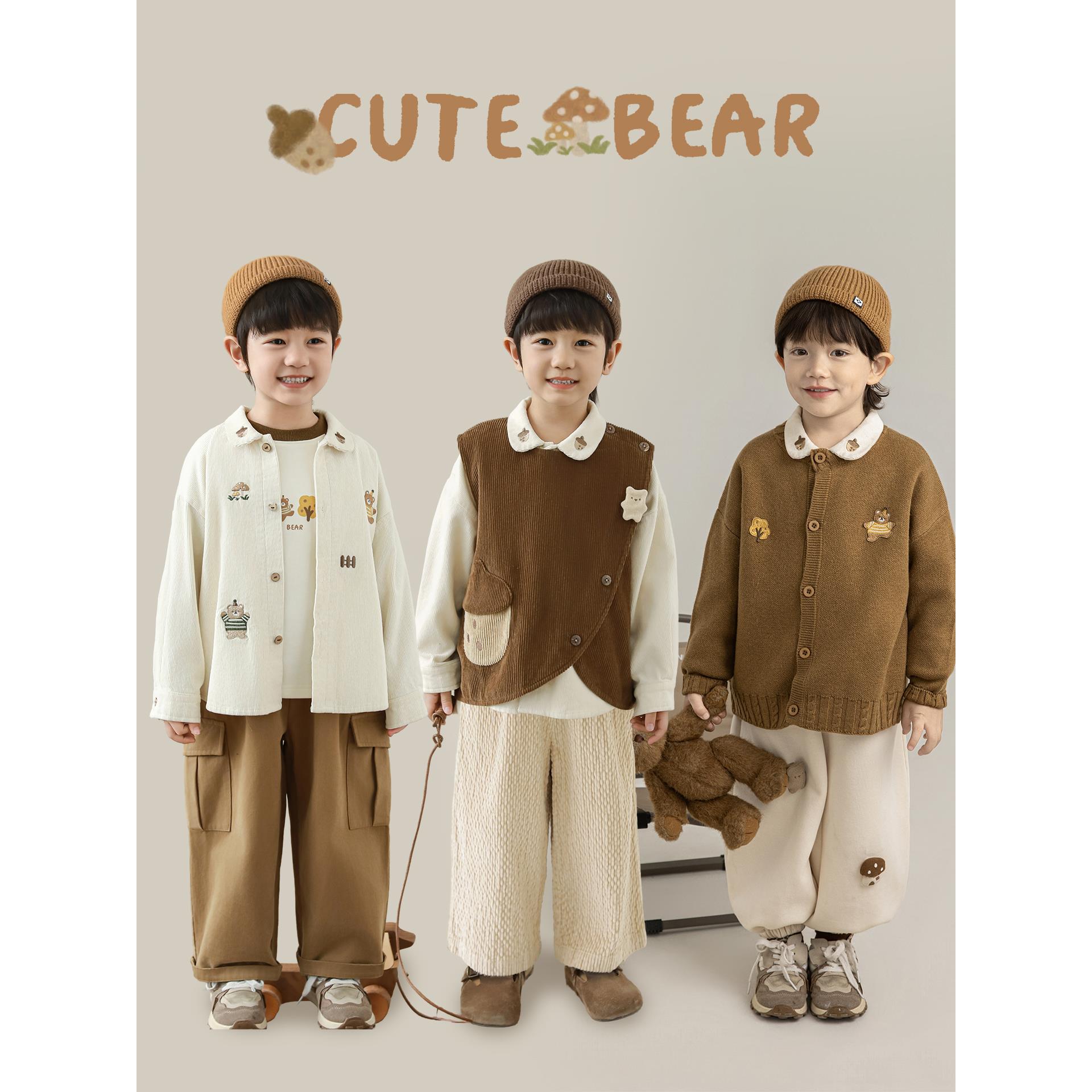 YOEHYAUL/幼悠冬壹波 实穿好搭配原创可爱小熊牧场全棉衬衫 N6806