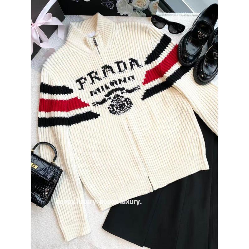 95新 Prada/普拉达  aa3652 山羊绒 字母提花羊绒针织衫 52码