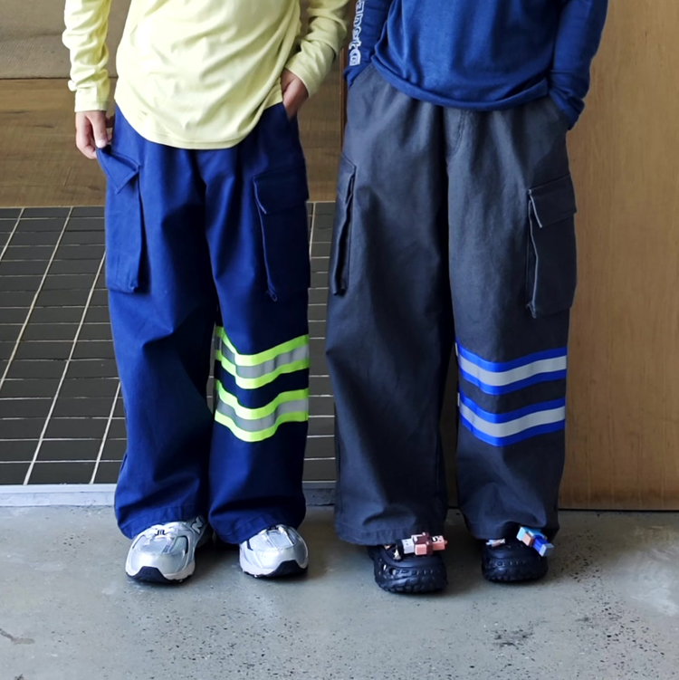 【PPAPA】秋冬降落伞消防裤反光直筒男女童休闲裤宽松工装裤1013094