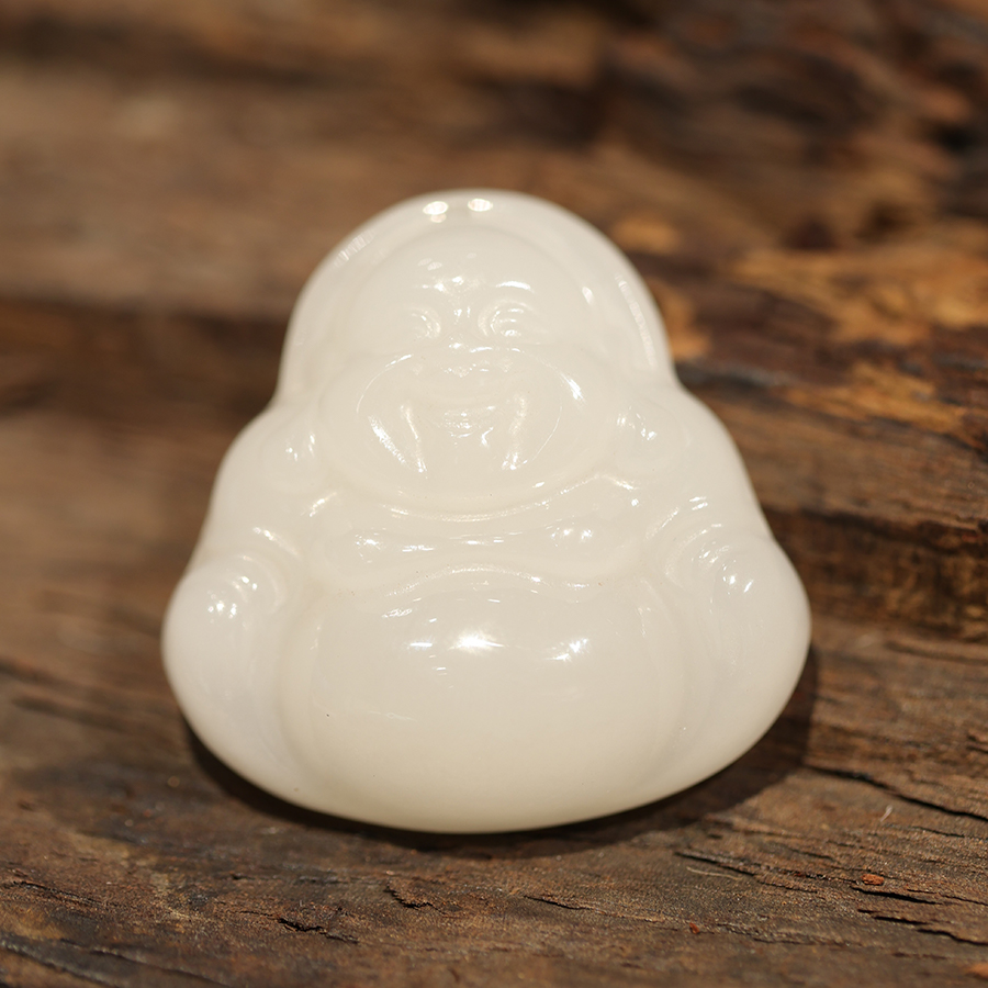 和田玉白玉弥勒佛吊坠 N0261