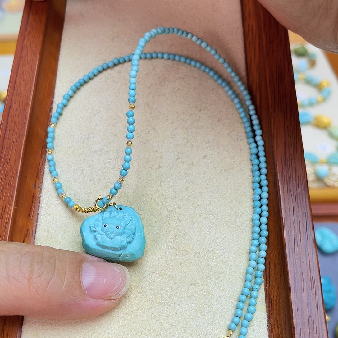 绿松石项链18K金镶嵌