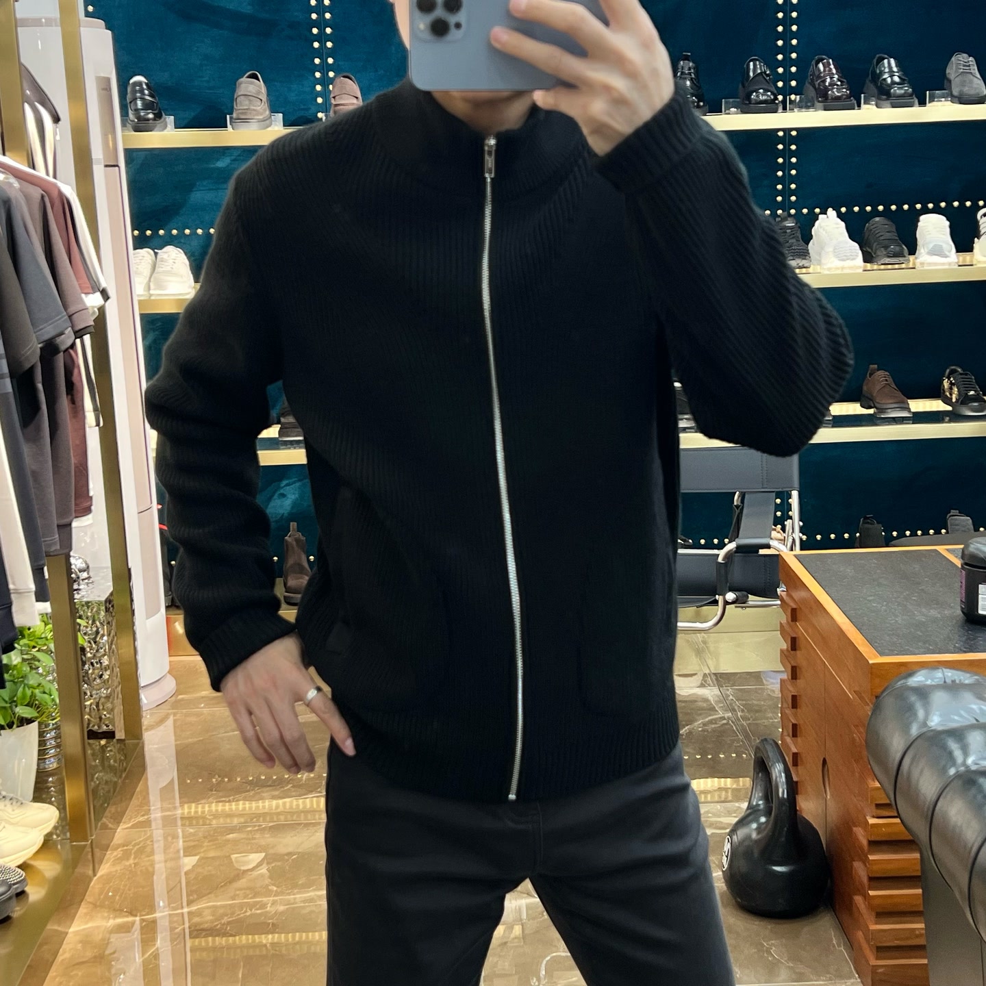 305187 秋季男士羊毛抗起球混纺拉链针织夹克