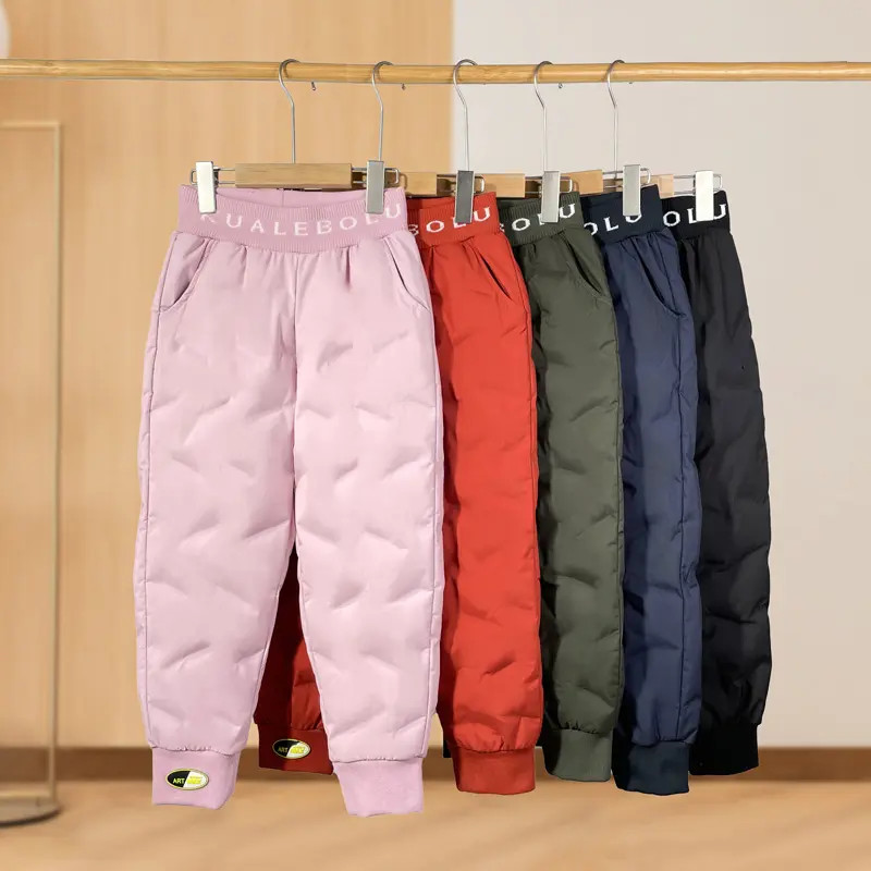 休闲时尚加厚儿童羽绒裤防寒蓬松保暖羽绒裤男女童高腰长裤