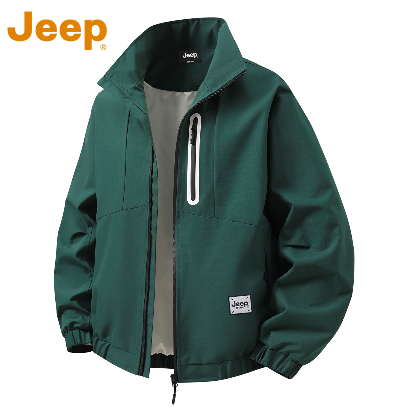 JEEP吉普户外夹克男装秋冬新款潮流运动防风外套男款宽松立领上衣