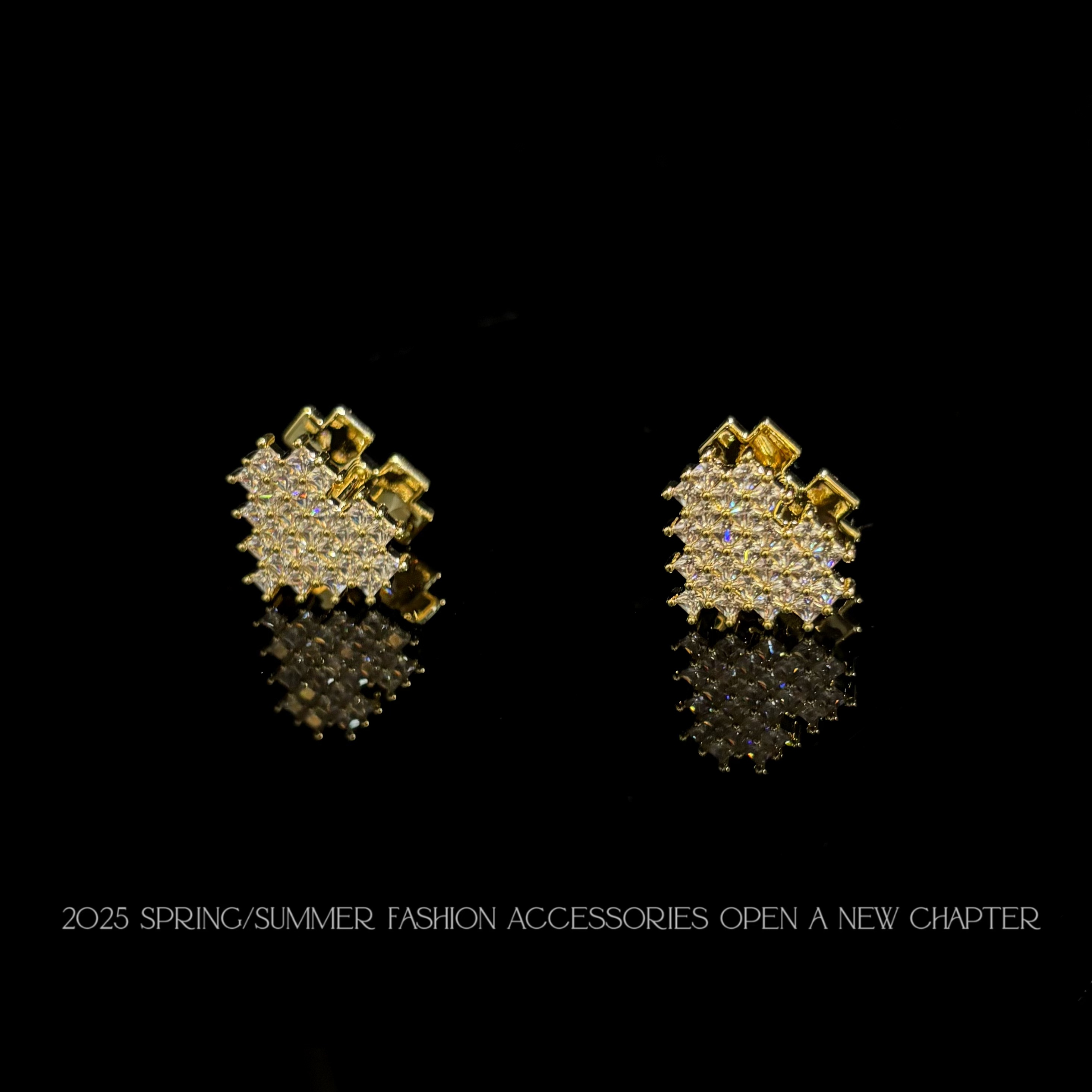 铜合金耳饰 镀K金 2025款C2272【闪耀心】BOBAOLI 耳环
