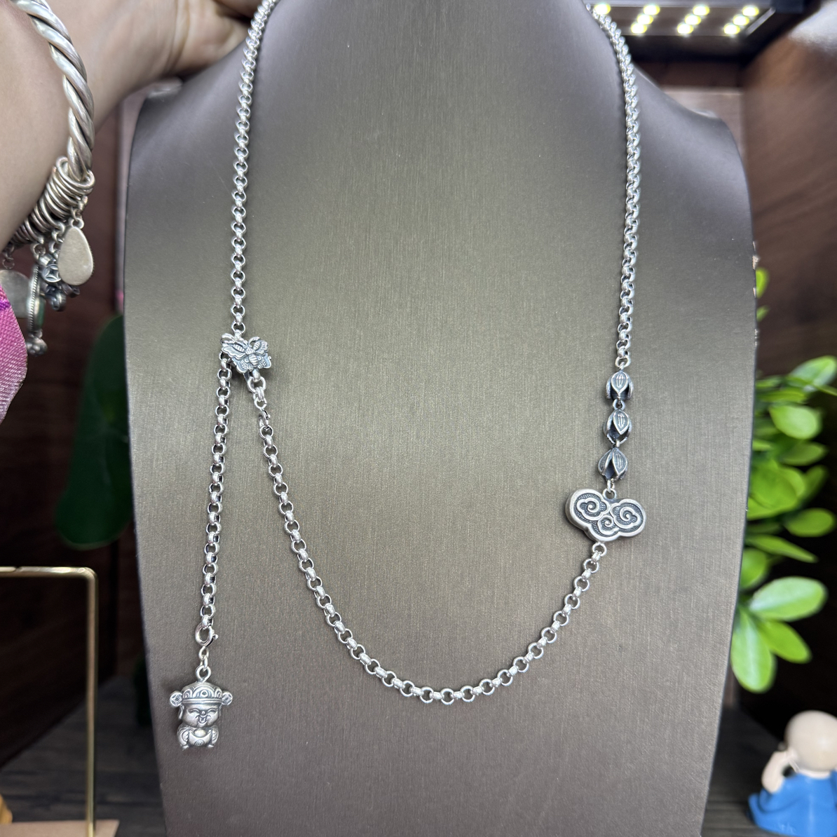 链子925银 小郑家纯银项链紫色