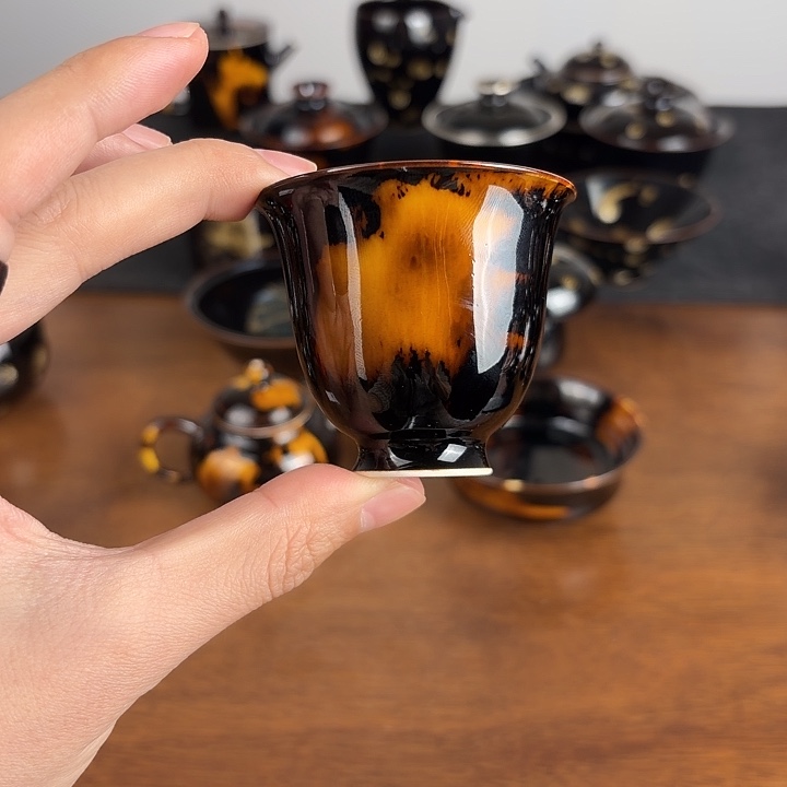 瓷新人福利玳瑁釉闻香客杯