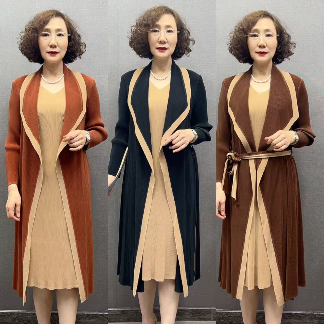 风衣款褶皱女装连衣裙