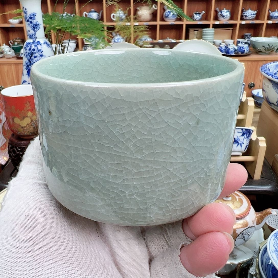 柴窑茶具花杯茶壶建水