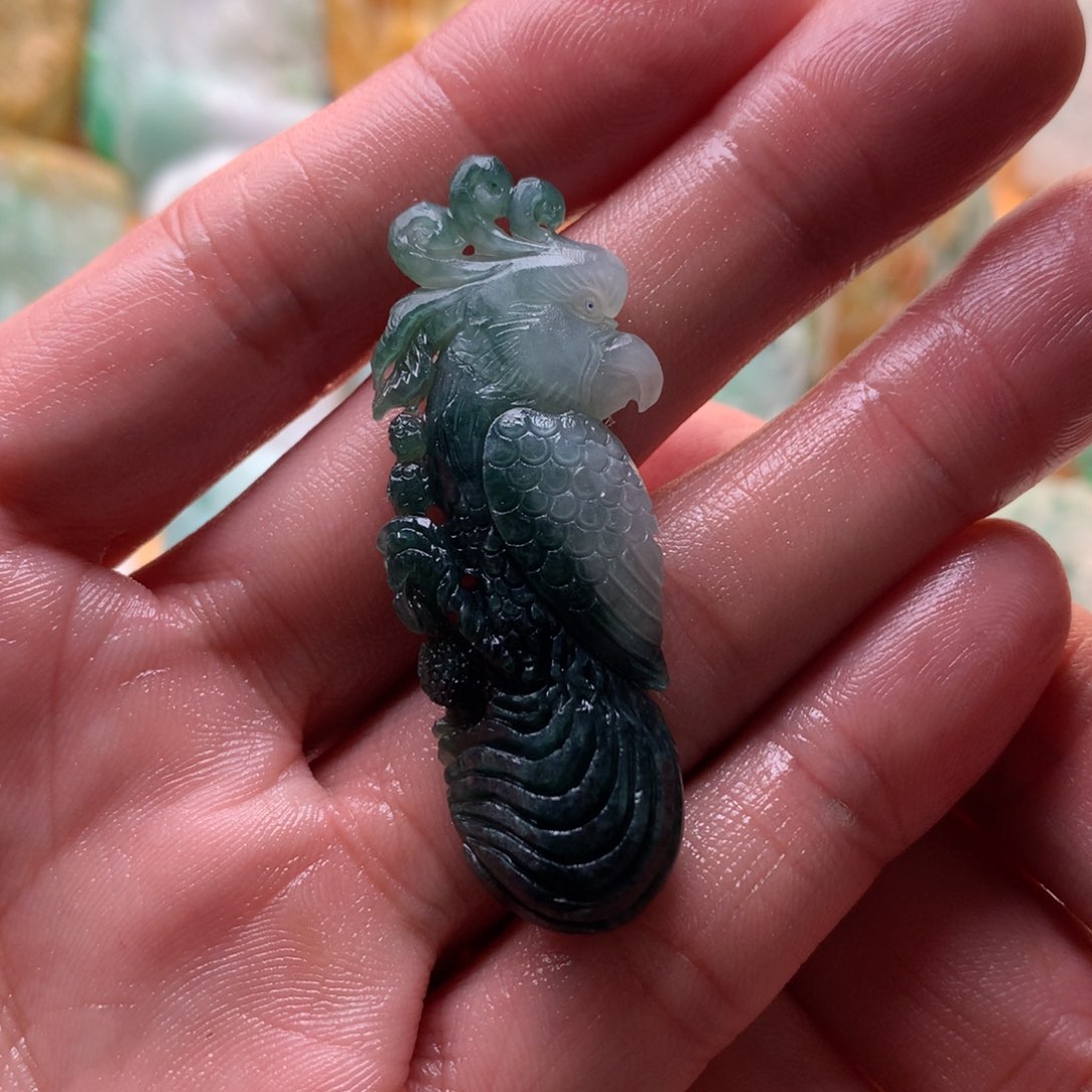 定制翡翠未镶嵌鹦鹉